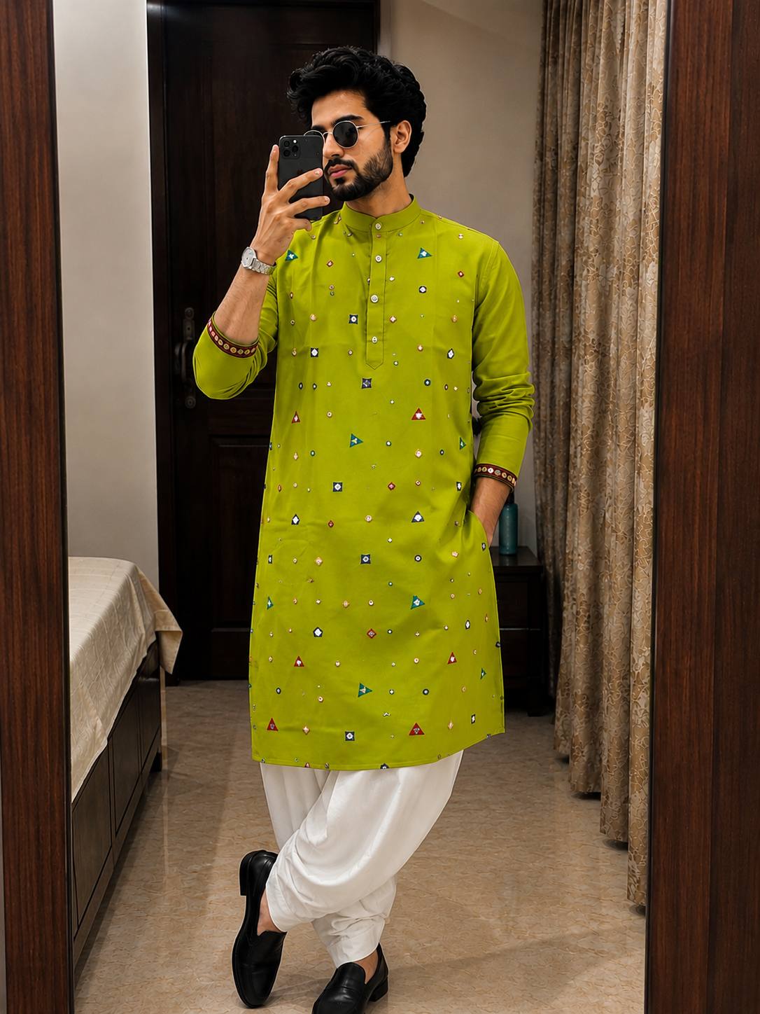 Men's Flex Cotton Kurta Dhoti Navratri Special Set