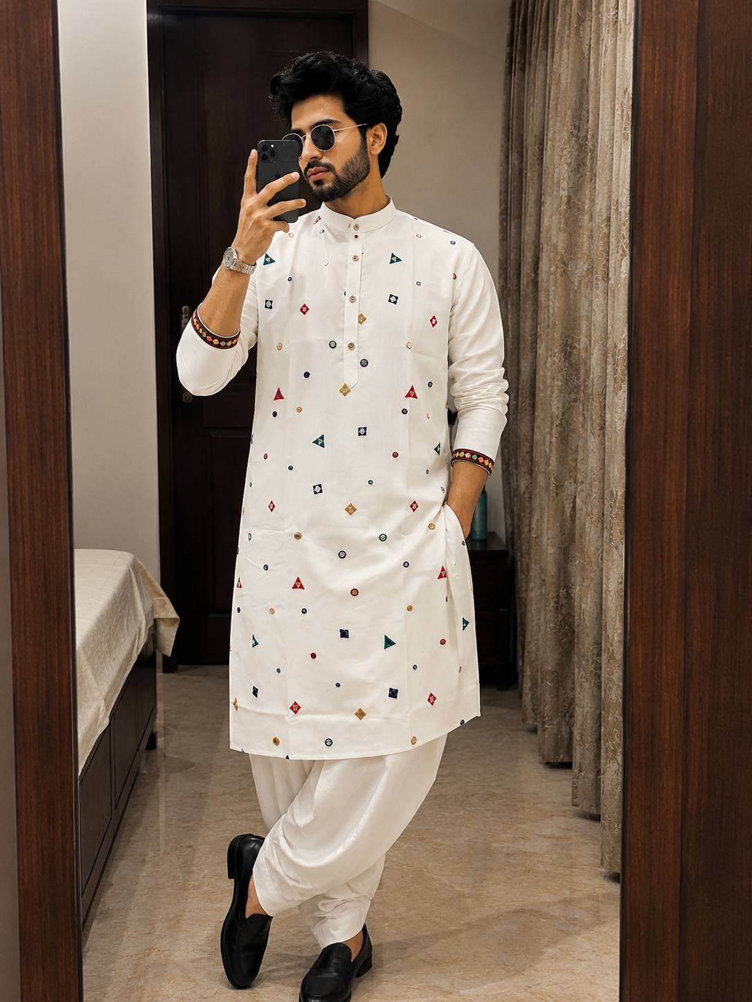 Men's Flex Cotton Kurta Dhoti Navratri Special Set