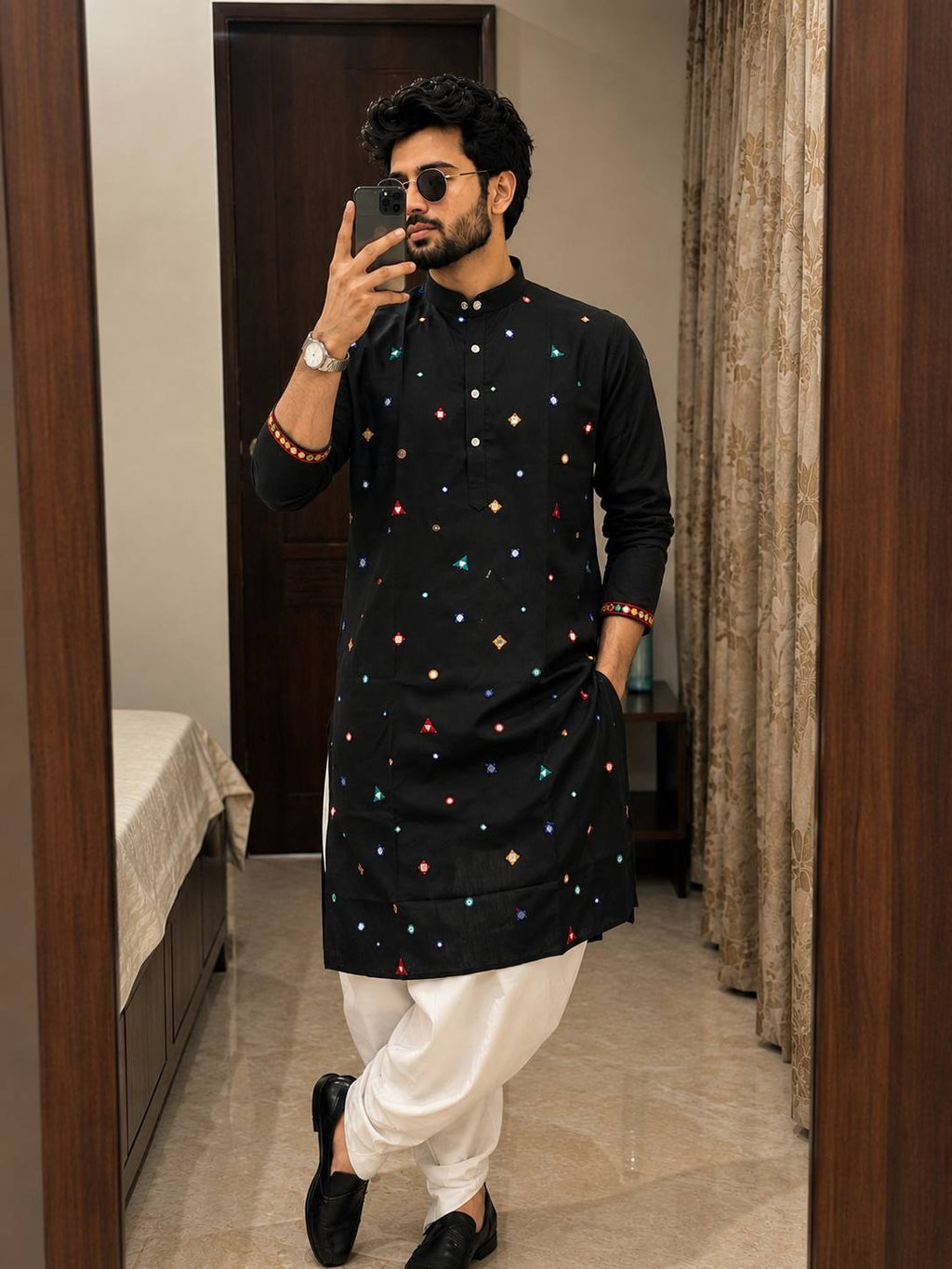 Men's Flex Cotton Kurta Dhoti Navratri Special Set