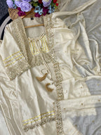 Mustard Chinon Silk Party Wear Palazzo Set Suit