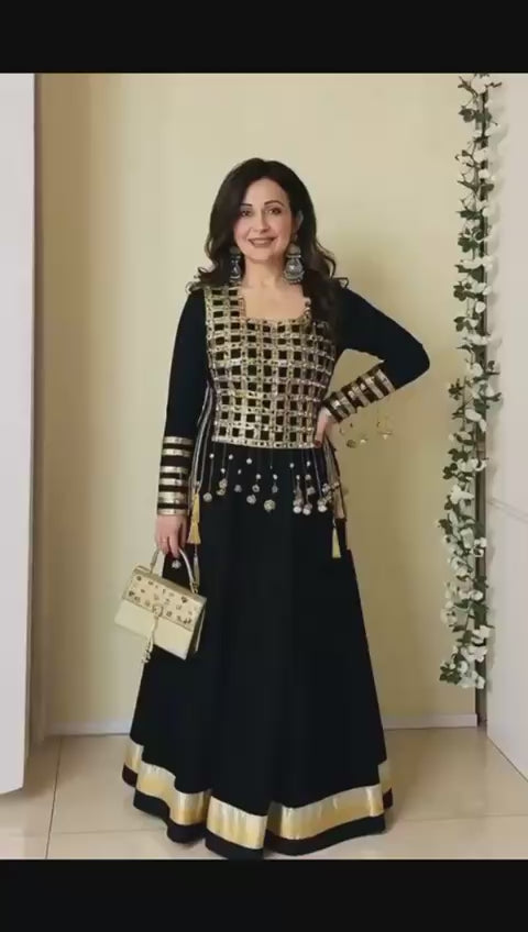 New Designer Gown with Mirror Work Jacket