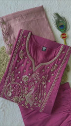 Rouge Pink Roman Silk Handwork Suit